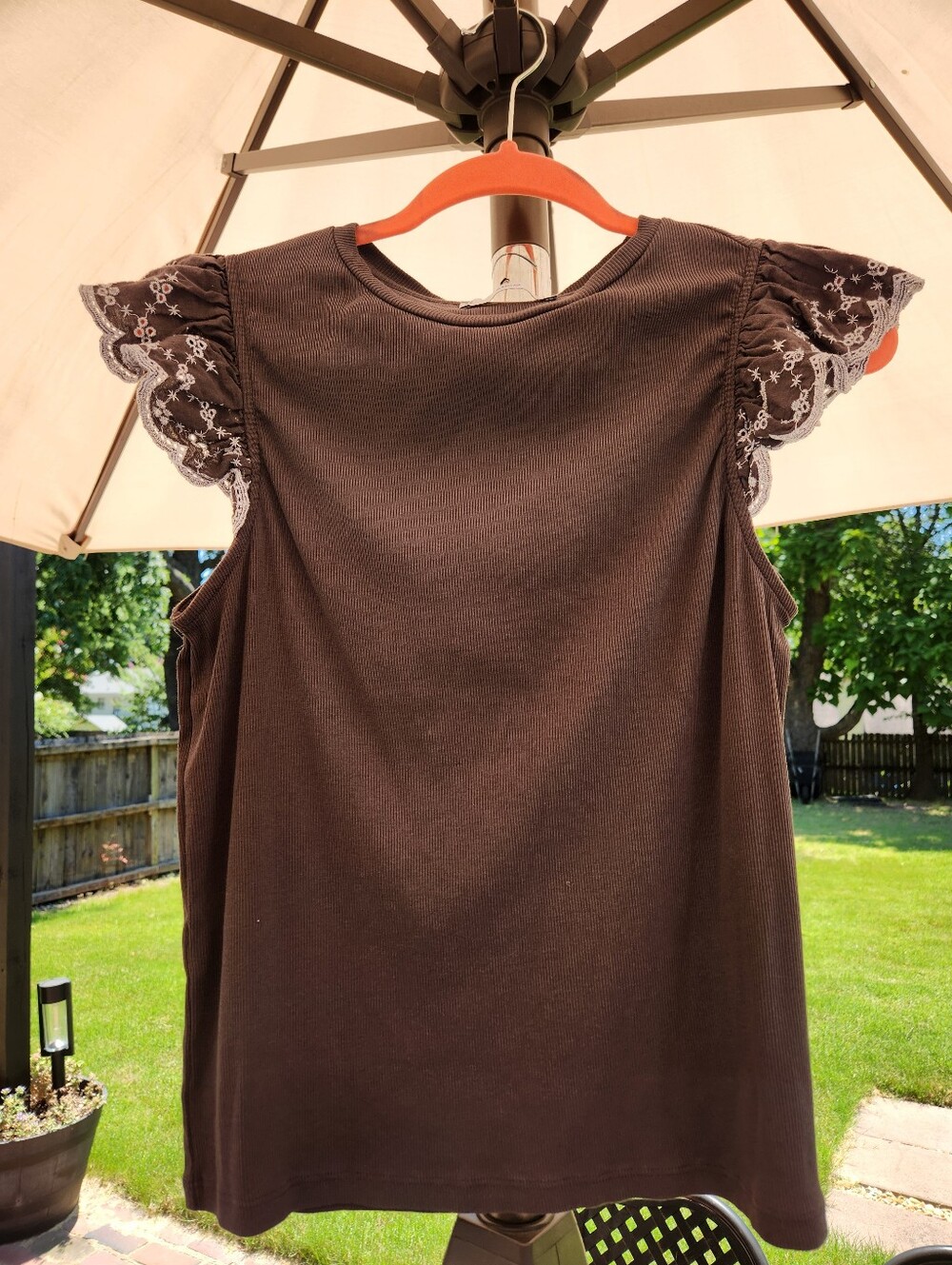 MNG Flutter Sleeve Top Grey Size L